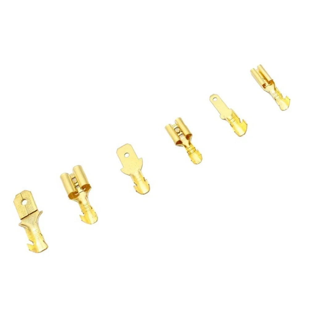 135PCS Gold Brass Crimp Terminal Connectors 2.8mm 4.8mm 6.3mm