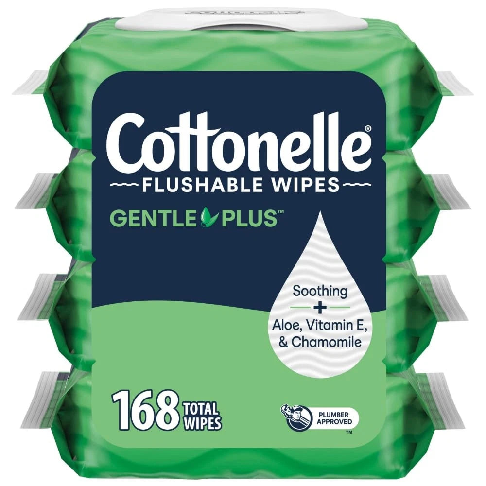 Cottonelle GentlePlus Flushable Wet Wipes for (42 Count, Pack of 4)