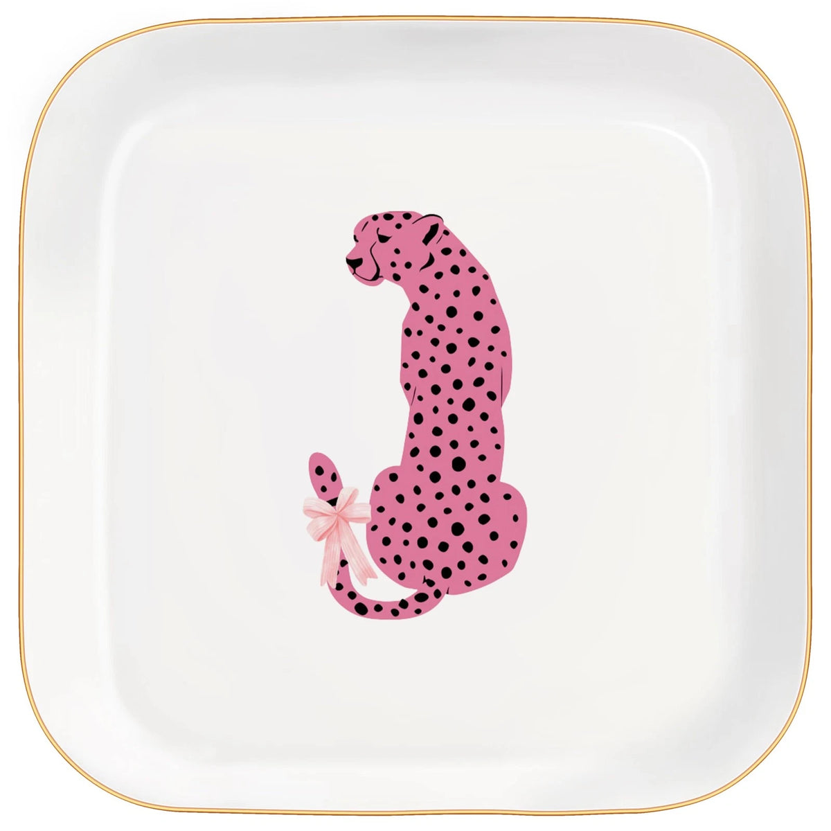 Jewelry Dish Tray for Pink Preppy Ceramic Trinket 4.6"
