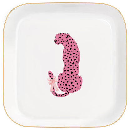 Jewelry Dish Tray for Pink Preppy Ceramic Trinket 4.6"