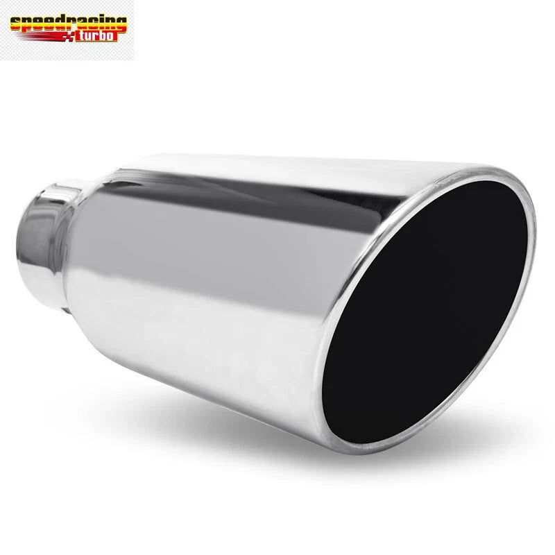 15" Chrome Slant Exhaust Pipe for Universal Fit (5" Inlet, 7" Outlet)