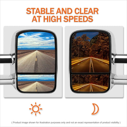 Manual Telescoping Towing Mirror for Silverado/Sierra (2007–2014) w/LED Signal Chrome