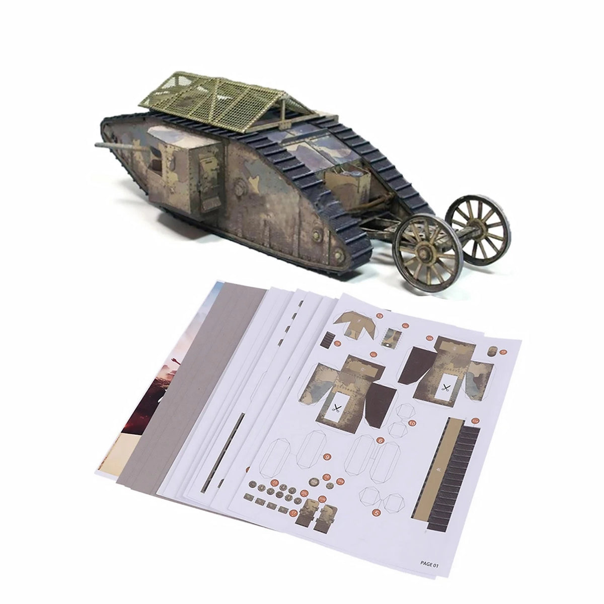 1:35 WWI British Military Mark.I Male Tank Model DIY Unassembled Kit