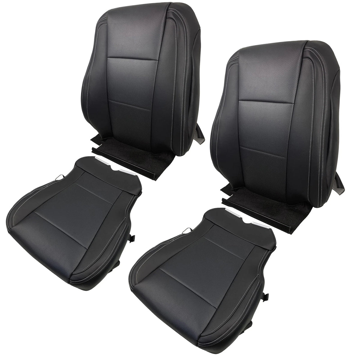 Set of 2 Black Leather Seat Covers for Ford F150 (2015–2017) BCK16775K