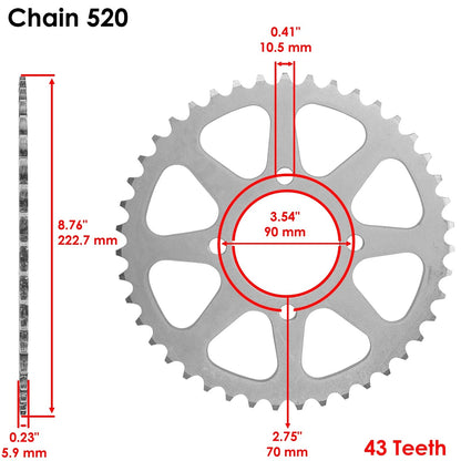 Black O-Ring Drive Chain and Sprockets Kit for Kawasaki KEF300 Lakota (1995–2003) EG3549FS203XO
