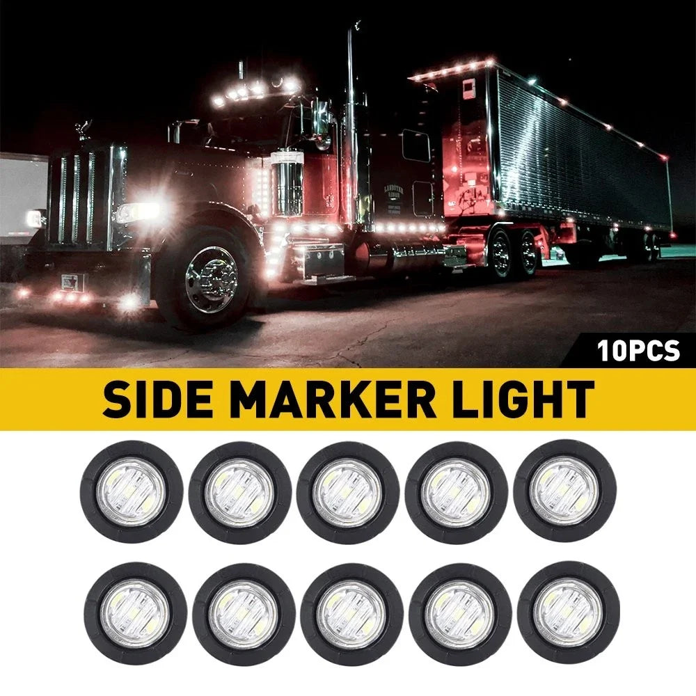 LED Round Pickup Side Marker Lights for Truck Trailer (Super White)
