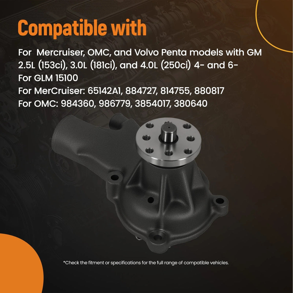 Water Pump for Volvo Penta OMC 2.5L 3.0L 4.0L (3854017, 380640)