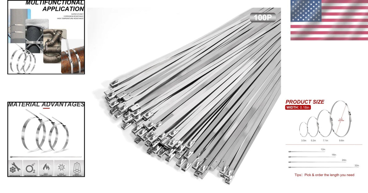 100 Pack Heavy Duty UV Resistant 24 Inch Zip Ties