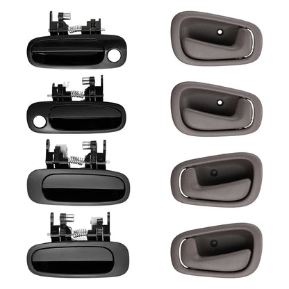 Set of 8 Door Handles for Toyota Corolla (1998–2002) - Black/Gray