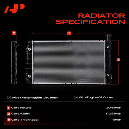 Radiator for Chevy Express 1500 2500 3500 GMC Savana 1500 2500 (1996–2002) 52467178 52475986 52477274 2042