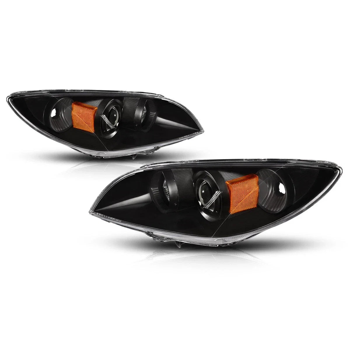 Projector Headlight for Mazda 3 Sedan (2004–2009) Black Housing Amber Corner