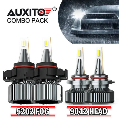 Set of 2 AUXITO 9012 LED Headlights + 5202 Fog Light Bulbs for GMC Sierra 1500 (2014–2015)