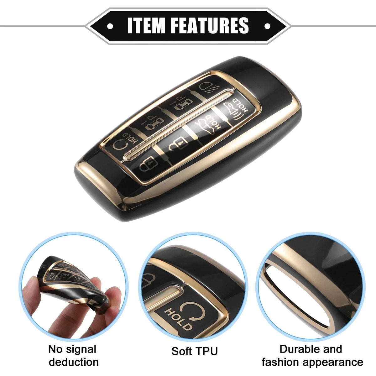 Keyless Smart Key Fob Case for Hyundai G80 GV80 8 Button TPU Black (2021-2023)