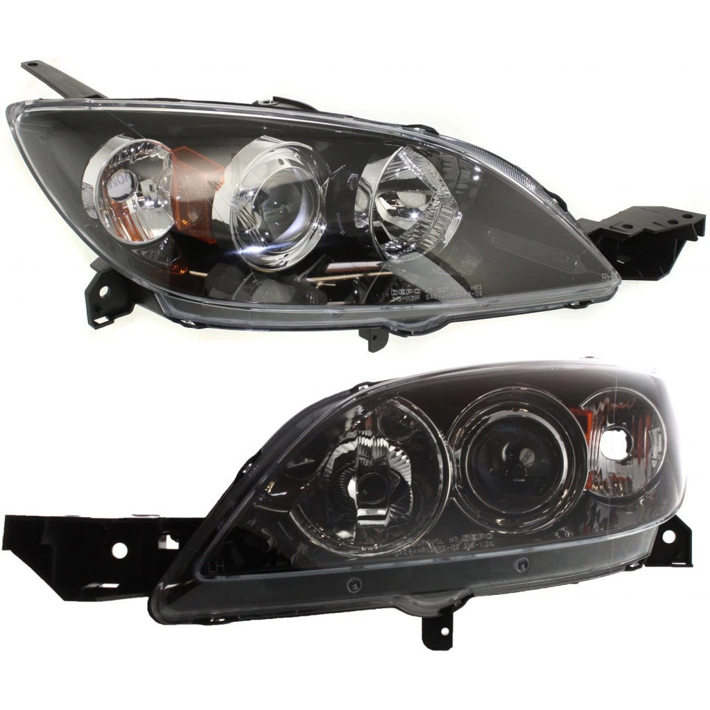 Headlight Assembly Pair for Mazda 3 (2007–2009) PLX-M0-20-6698-01-1-CL360A1, MA2518107, MA2519107