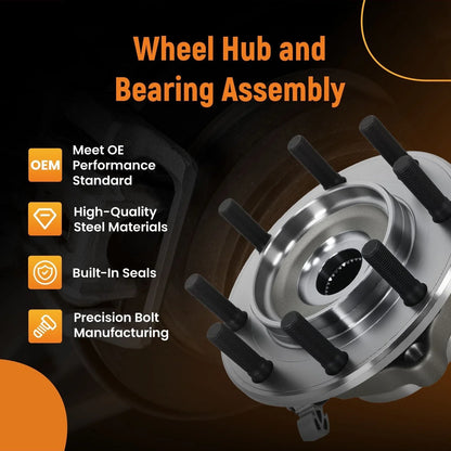 2x Front 8 Bolt Wheel Hub & Bearing for GMC Sierra 3500 HD (2007–2010) 515099