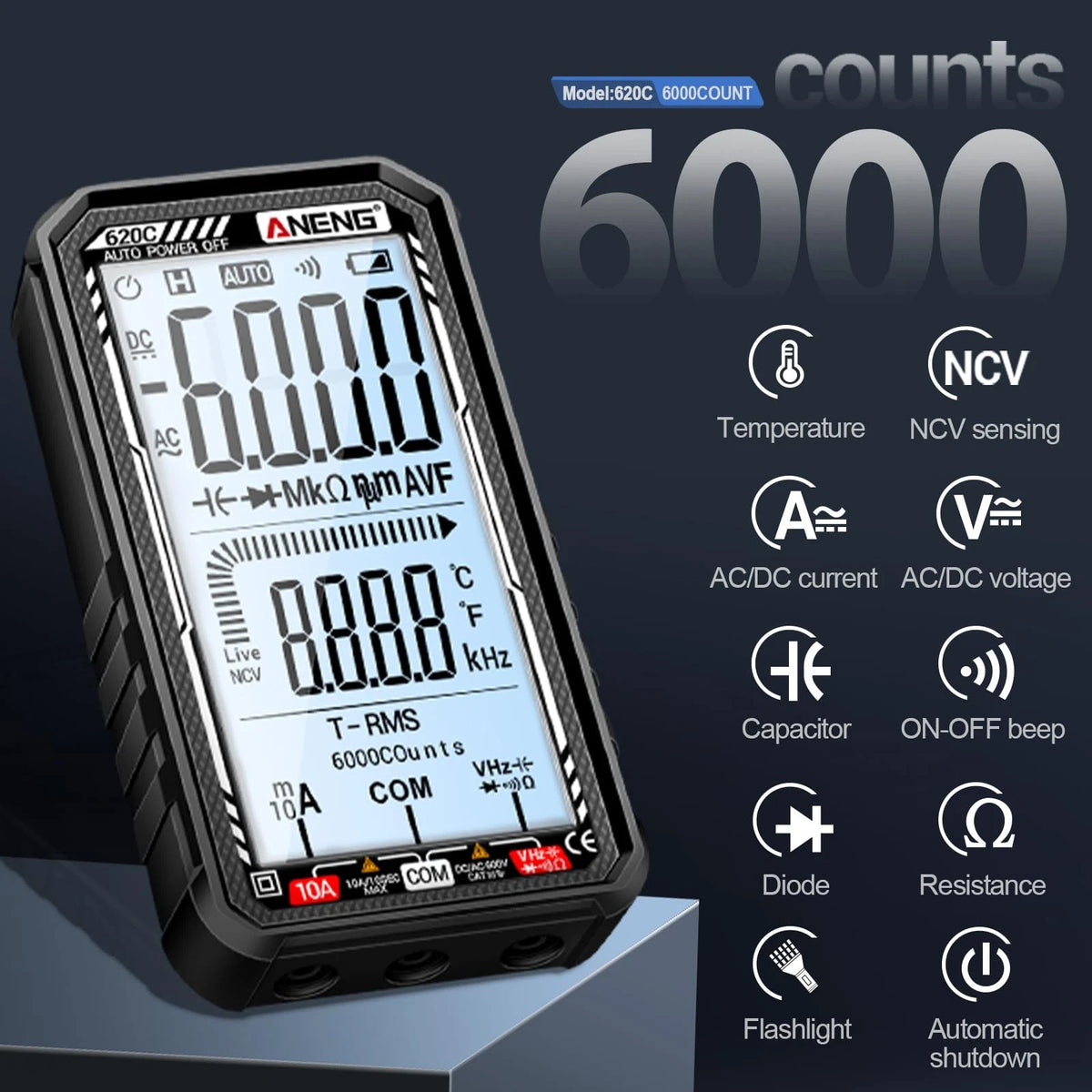 Digital Multimeter Tester 6000 Counts 620C for Automotive