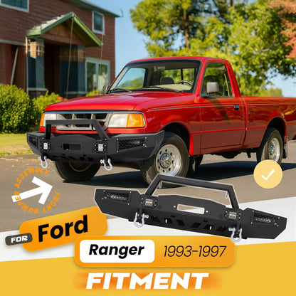Front Bumper Winch Assembly with LED Lights for Ford Ranger (1993–1997) CON-A000129