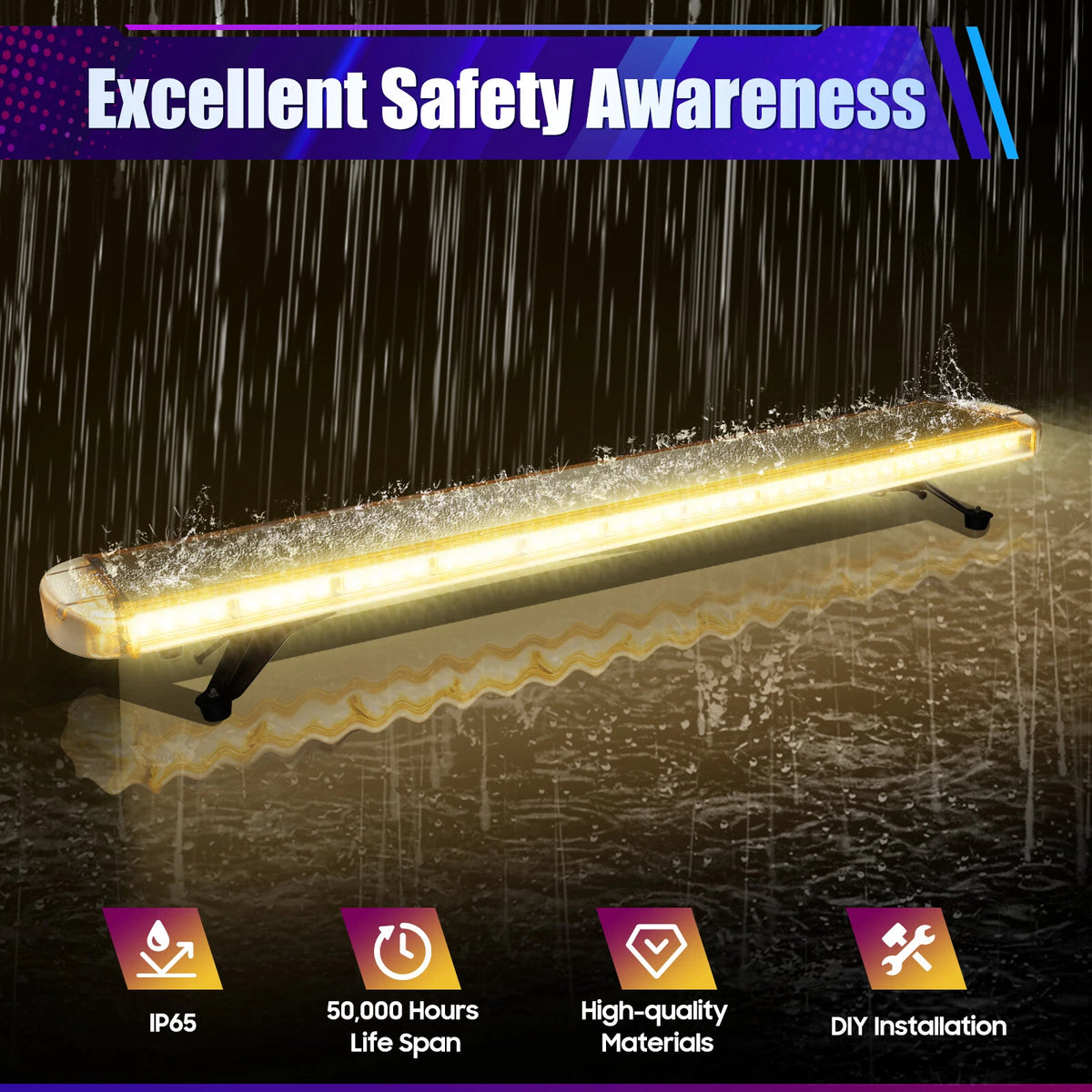 51" 96-LED Emergency Beacon Strobe Light Bar for Truck Tow Wrecker