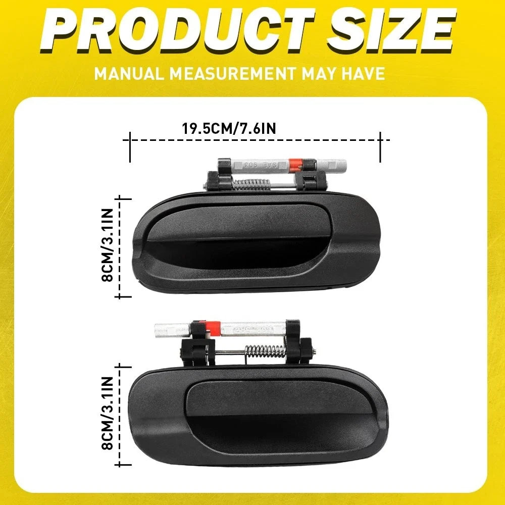 Set of 2 Rear Outside Door Handles LH RH Smooth Black for Nissan Sentra (2000–2006)