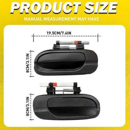 Set of 2 Rear Outside Door Handles LH RH Smooth Black for Nissan Sentra (2000–2006)