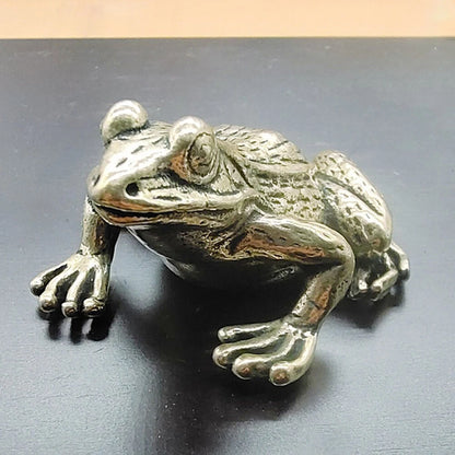 2X Brass Frog Figurine Statue for Home Office Decoration