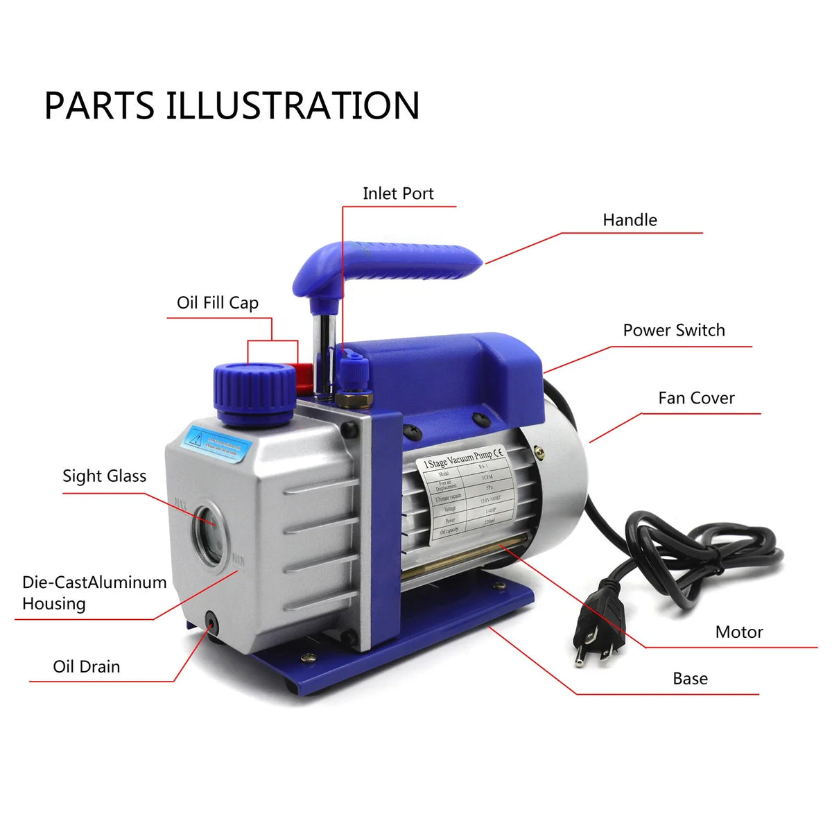 3 Gallon Vacuum Chamber with 3CFM Single Stage Pump Air AC Kit