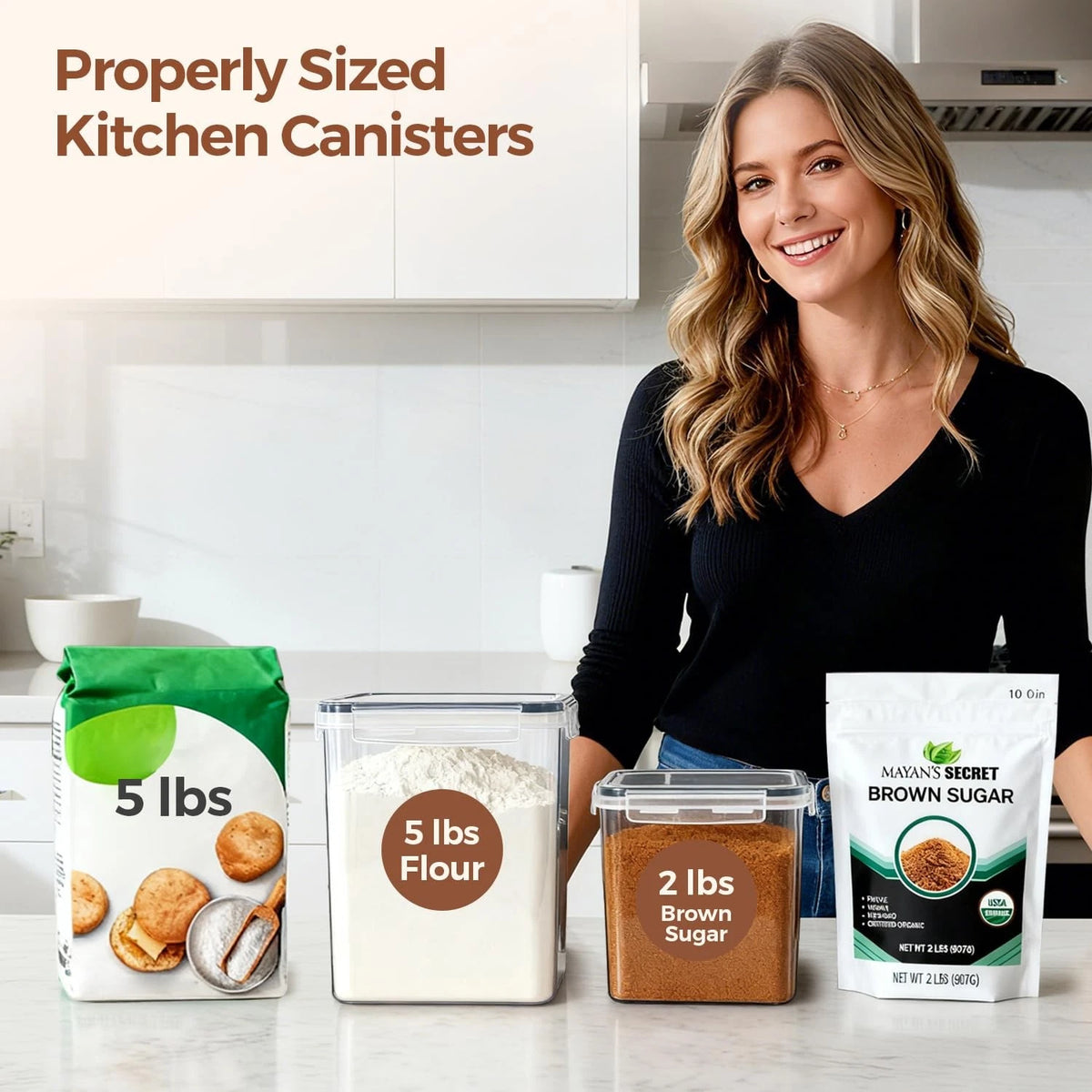 Set of 2 Airtight Food Storage Containers for Pantry (5lb, 2lb)