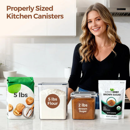 Set of 2 Airtight Food Storage Containers for Pantry (5lb, 2lb)