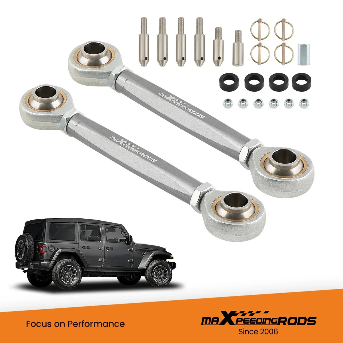 Front Sway Bar Links Disconnect for Jeep Wrangler JK JKU 2007–2021 (2.5–6" Lift)