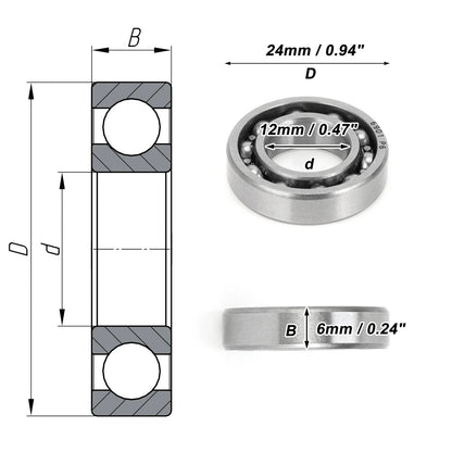 Deep Groove Ball Bearing 12x24x6mm for Scooter Skateboard 