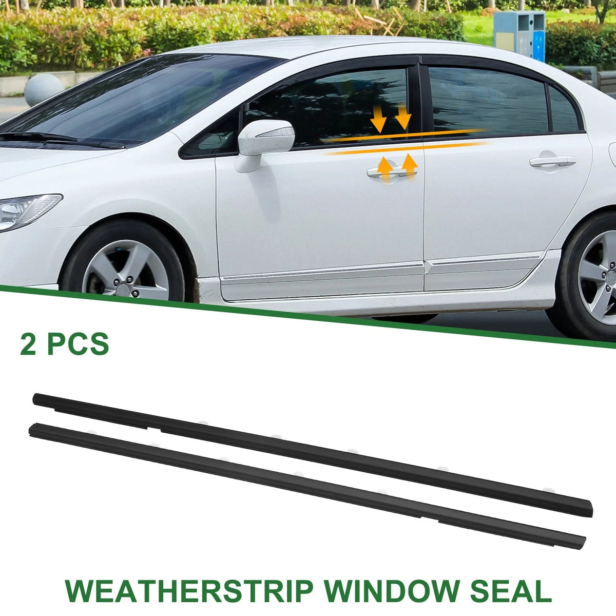 2X Front Left Right Weatherstrip Window Seal No. 72450TR0A01 for Honda Civic 