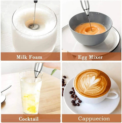 Electric Milk Frother Handheld Coffee Mixer Double Whisk