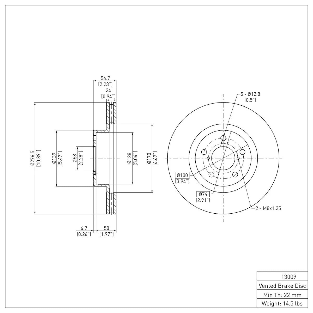 Brake Disc for Nissan 350Z (2003–2009) ERE-13009, 32006172, 26300AE00A, 26300AE00B, 26300AE00C, 26300AE050, 26300AE070