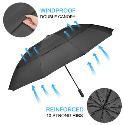 62 Inch Windproof Double Canopy Golf Umbrella