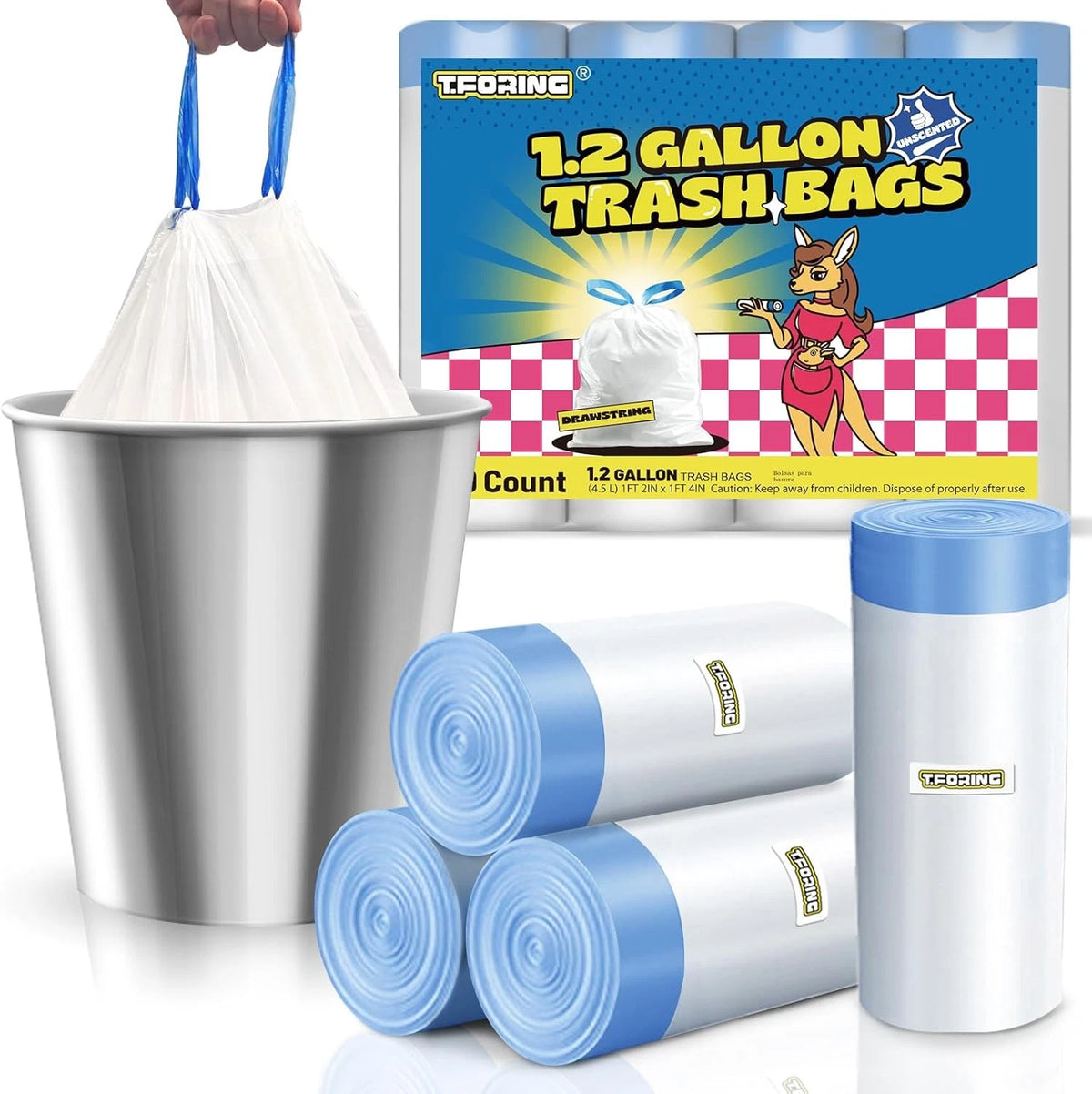 1.2 Gallon Mini Trash Bags Drawstring - 120 Count