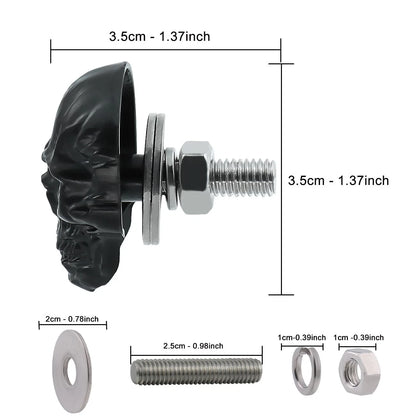 Skull License Plate Screw Fasteners for Universal Fit (Decorative Black)