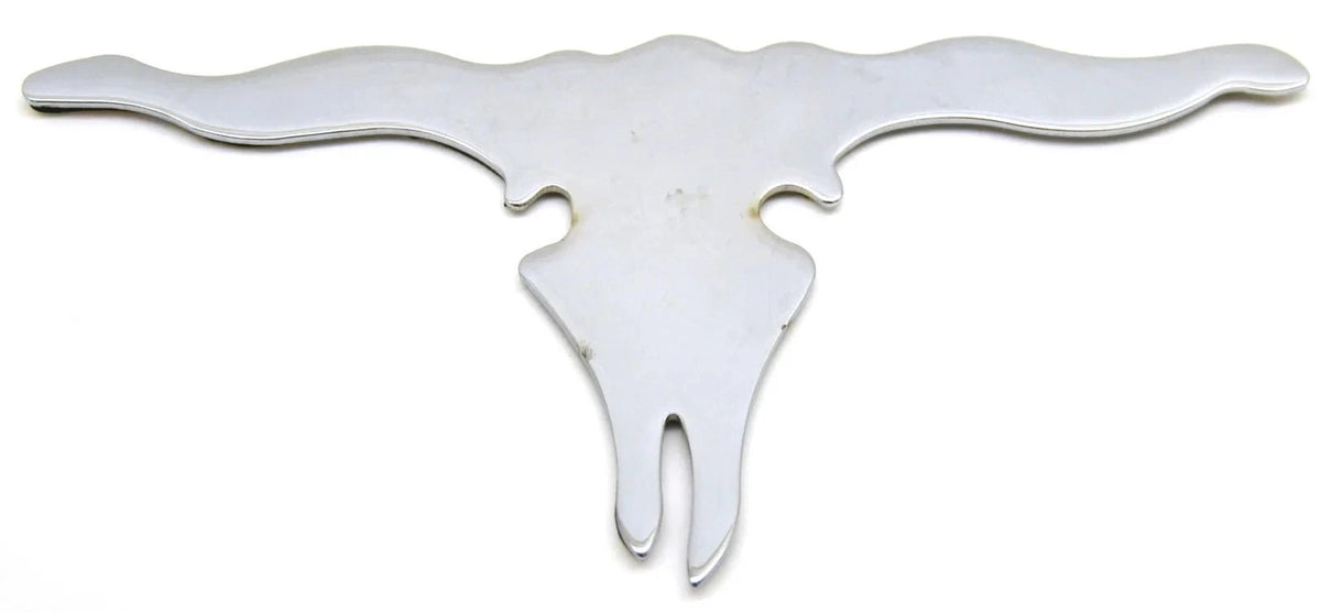 Cutout Longhorn Steer Skull Chrome Steel Tape Mount for Automotive (90223)