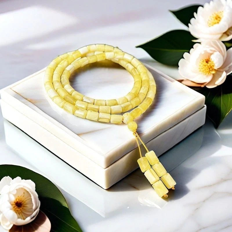 2X Yellow Amber Bead Bracelet for Unisex Necklace (Handmade)