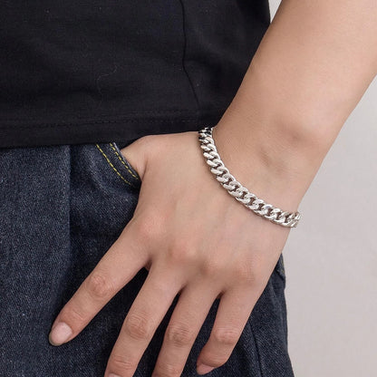 Set of 4 925 Sterling Silver Miami Cuban Link Bracelets 8-10-12MM