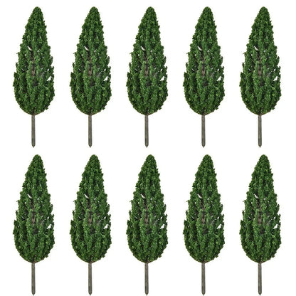 Set of 10 Green Trees 15cm Accessories for Scale Railway