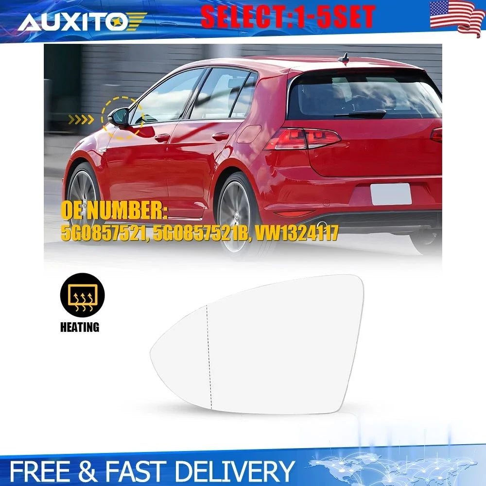 Left Heated Mirror Glass for VW Golf GTI Jetta (2015–2021) 1-5X