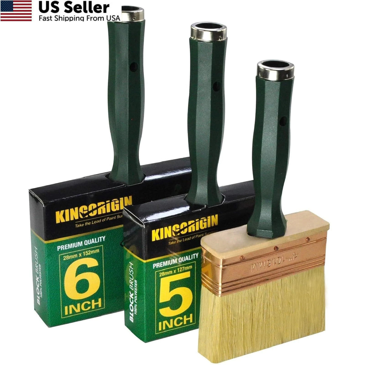 3X Deck Stain Brush Set for Automotive Detailing (4", 5", 6")