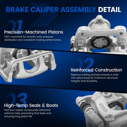 Rear Left Right Disc Brake Calipers with Bracket for 2016–2021 Mazda 6 2.5L