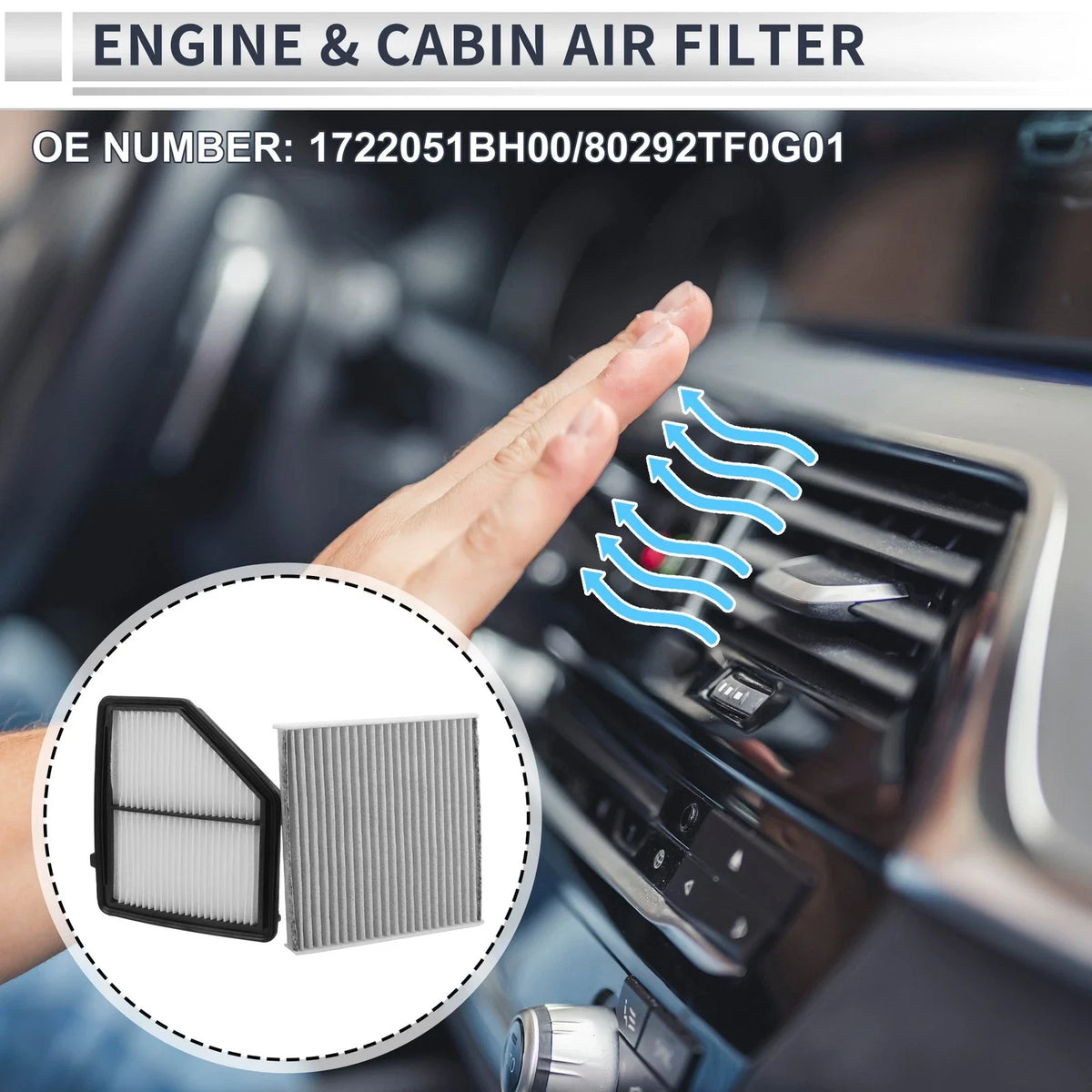 Engine Cabin Air Filter Combo No. 1722051BH00 for Honda HR-V (2016–2022)