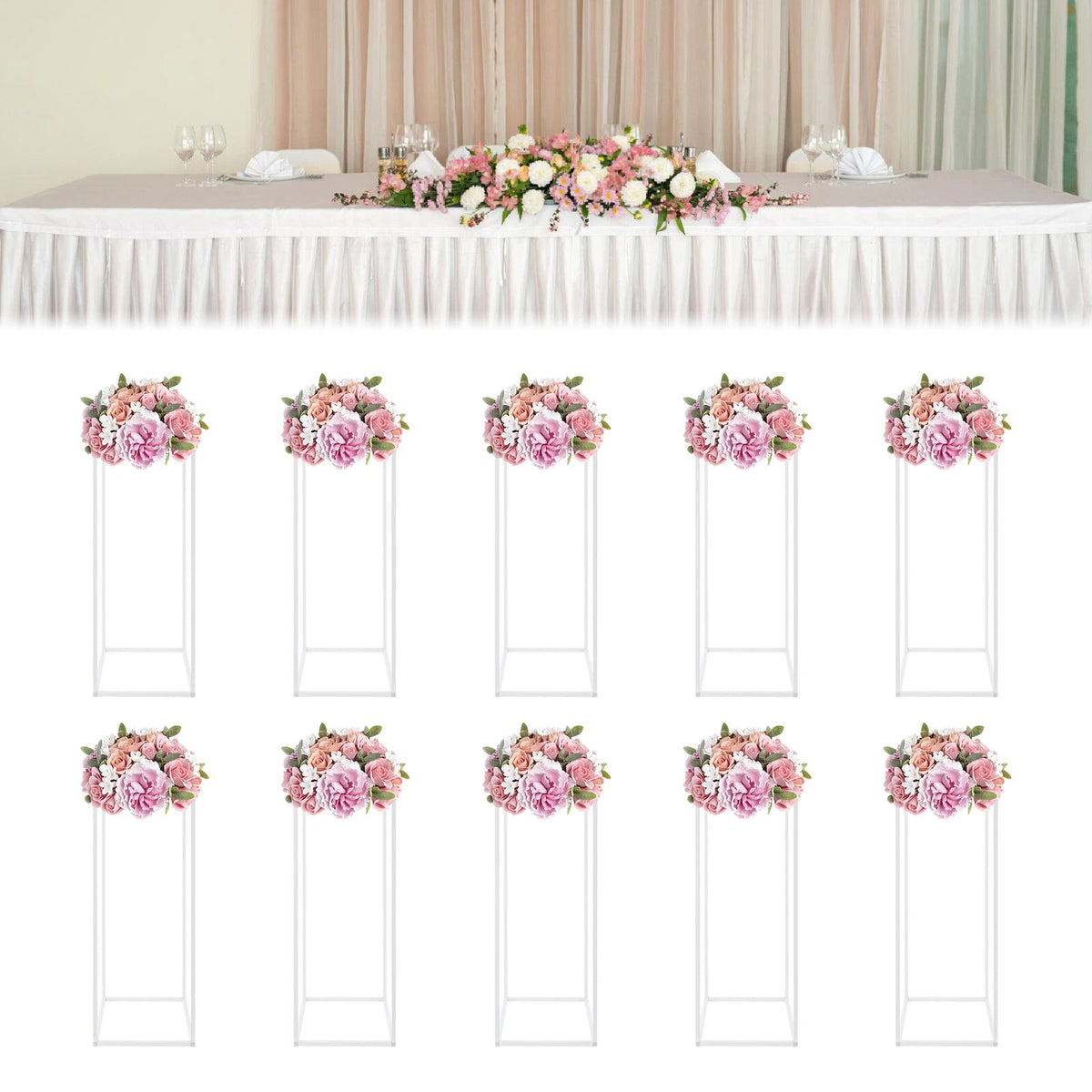 10Pcs Gold Metal Flower Stand for Wedding Table Centerpieces
