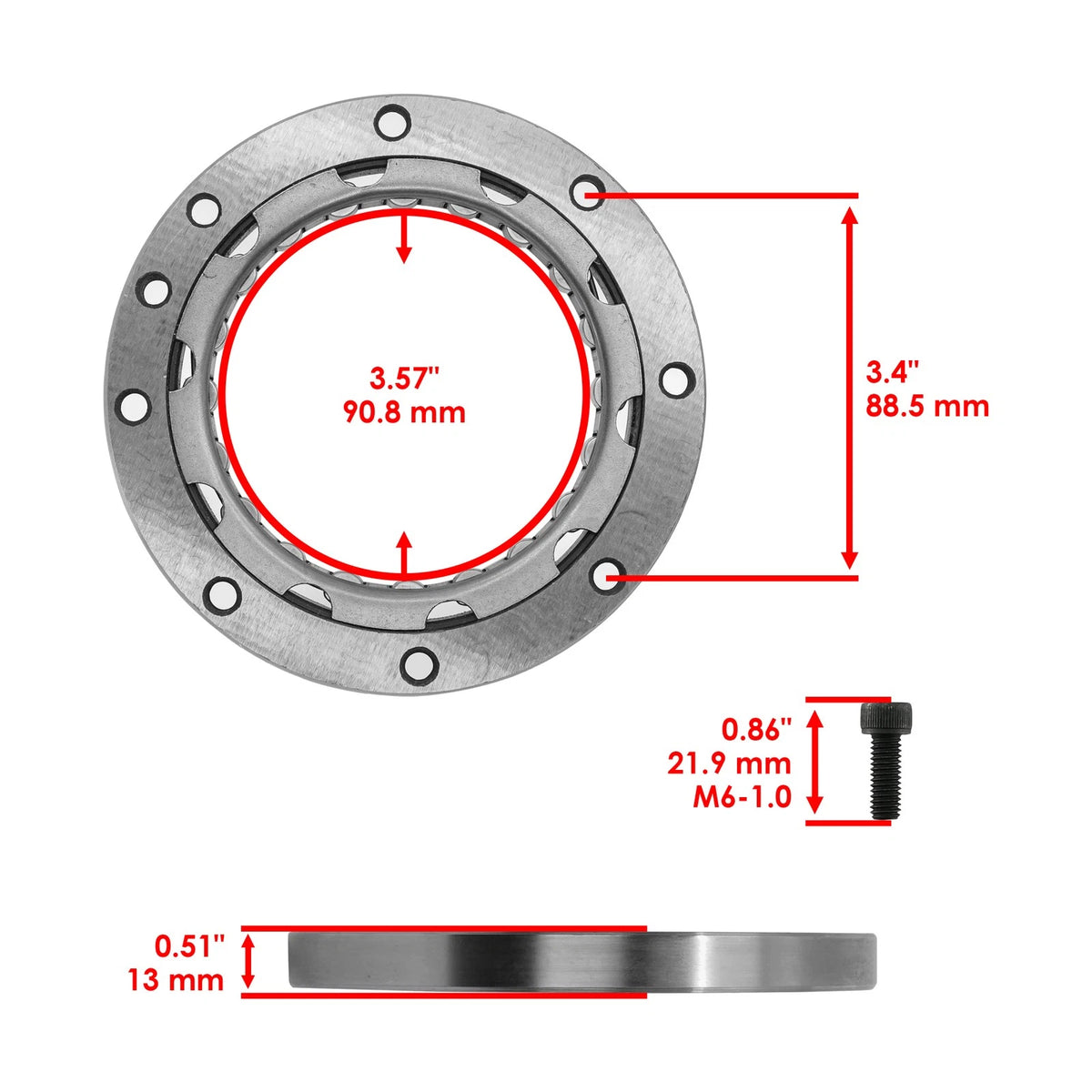 Starter Clutch Gear Idler W/Gasket for Yamaha V Star 1100 (2000–2009) SC170+IG170+GT316