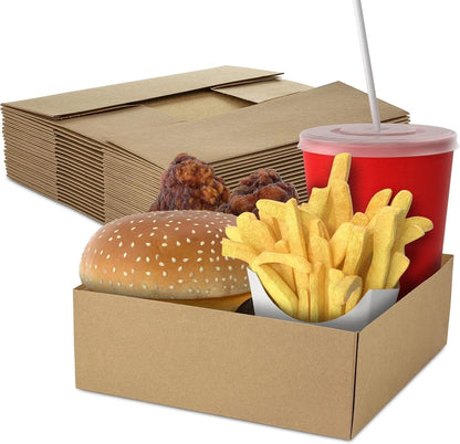 Pack of 200 Brown Square Paper Food Trays 10.5" x 10.5" x 3.69"