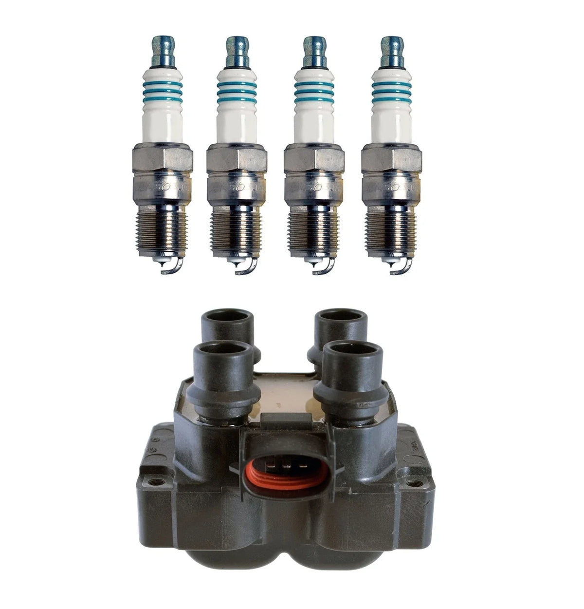 Denso Ignition Coil & 4 Iridium Spark Plugs Kit for Mercury Ford L4