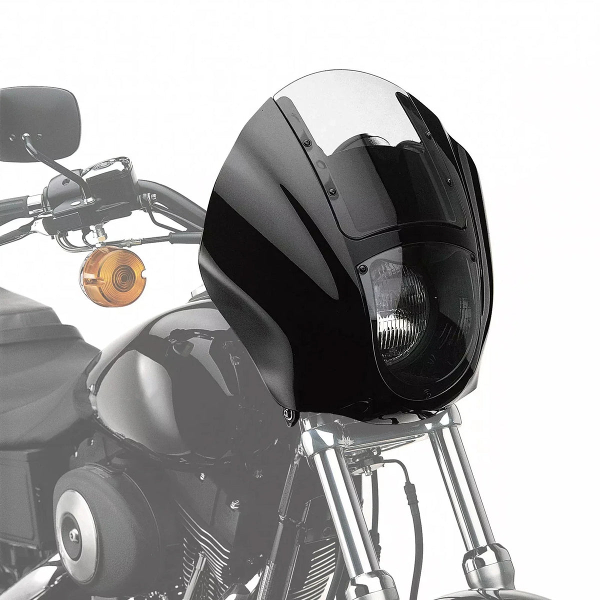 Clear Vivid Black Quarter Fairing for Harley Sportster (1988–Present), Dyna (1995–2005)