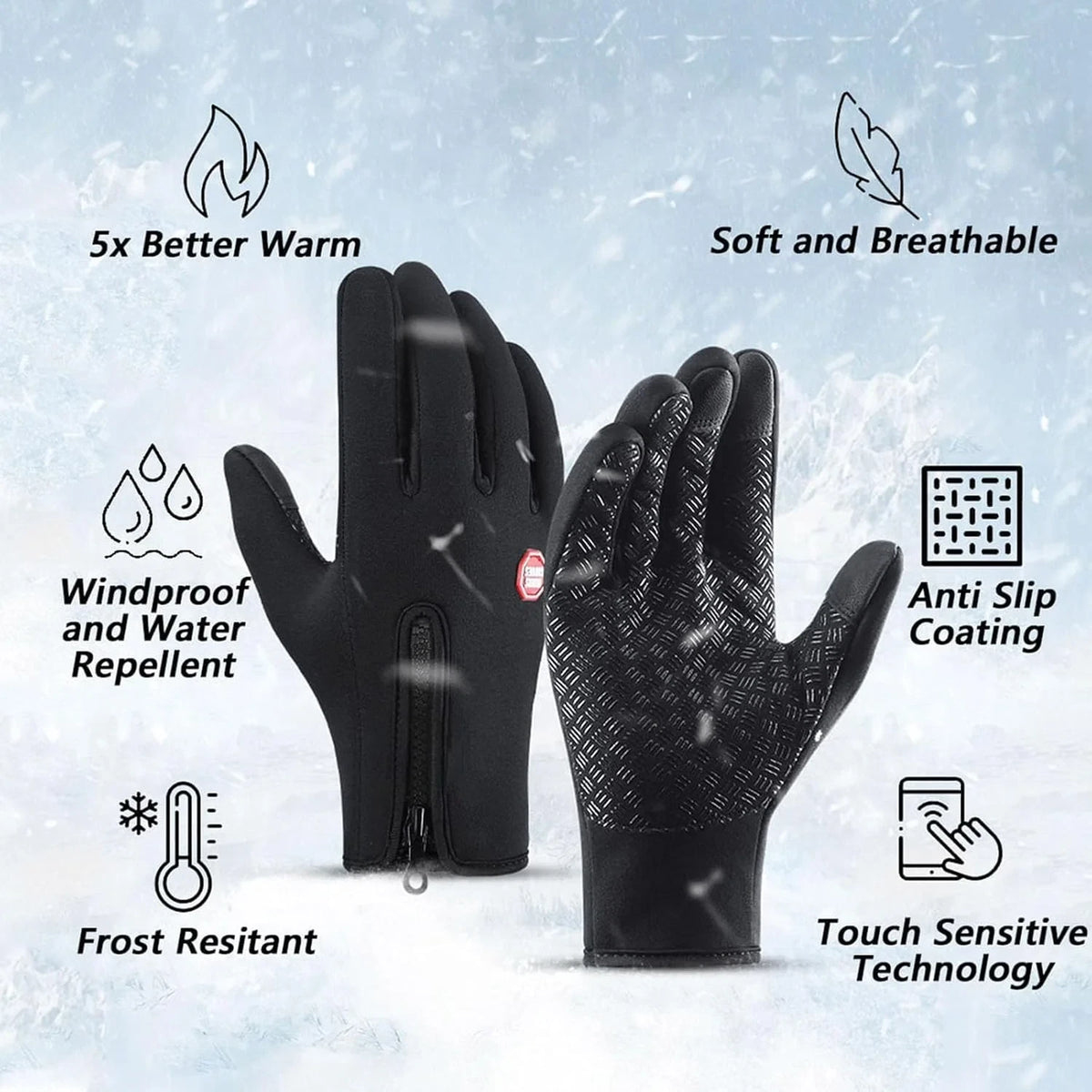 Winter Gloves for Men Women - Thermal Windproof Waterproof Touch Screen